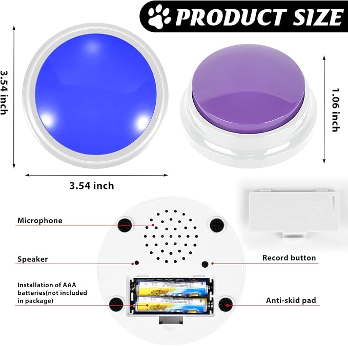 10 Color Voice Recording Buttons for Dogs Dog Training Communication Buttons with 30 Sec Record and Playback,Pet Training Buzzer for Puppy Cats, Funny Gift for Study Office Home Pet Lovers (10 Pack)