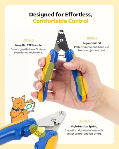 [PETHROOM] Cat Nail Clipper Trimmer for Indoor Cats with Circular Cut Hole (2mm) | Premium Sturdy Stainless Steel Blade Cat Claw | Safe, Easy, Accurate, Quiet & Fast | Avoid Overcutting