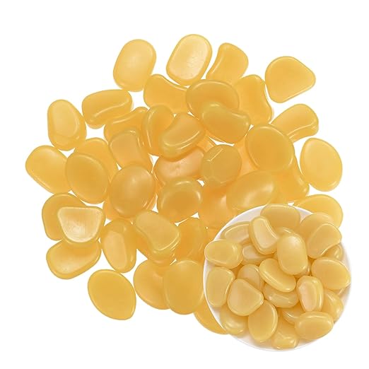 20-Pack Glow in The Dark Rocks, 1.77" Resin Outdoor Garden Decorations Luminous Pebbles Stones for Garden Plants/Aquarium/Backyard Path, Aquarium Gravel [Orange]