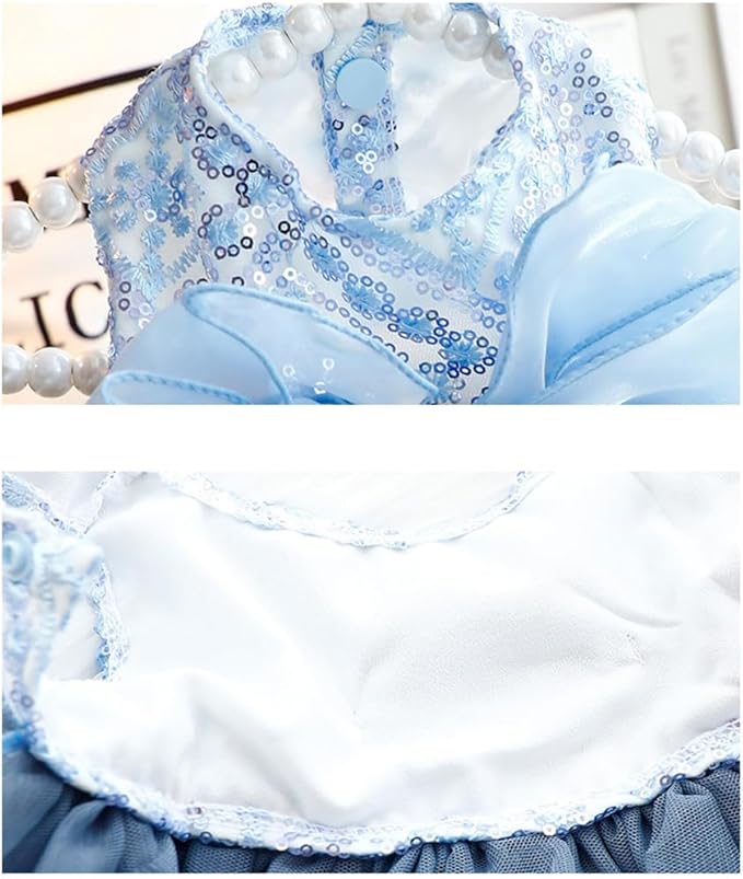 Fashion Sweet Puppy Dog Blingbling Princess Skirt Pet Dog Lace Cake Camisole Tutu Dress E-Navy L