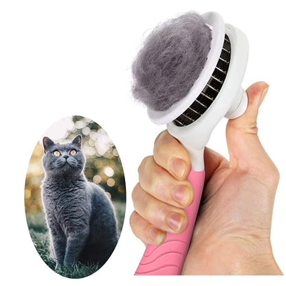 Cat Grooming Brush, Pets Skin Friendly Self Cleaning Slicker Massage Brushes for Shedding Dogs Cats Hair Gentle Remove Loose Undercoat with Long or Short Hairs for All Fur Type- UPGRADED (pink)