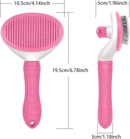 Dog & Cat Brush, Soft Self Cleaning Slicker Brush, Skin-Friendly Upgraded Dog Brush for Shedding, Massaging, and Grooming – Perfect for Long & Short Coats (Pink)