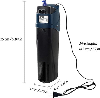 COOSPIDER Fish Tank Filter Sun JUP-02 Aquarium Green Clean Submersible Machine 132gph for 10-40 Gallon Small Fish Tank Internal Submersible Pump for Turtle Tank, Air Supply & Oxygen Enhancement