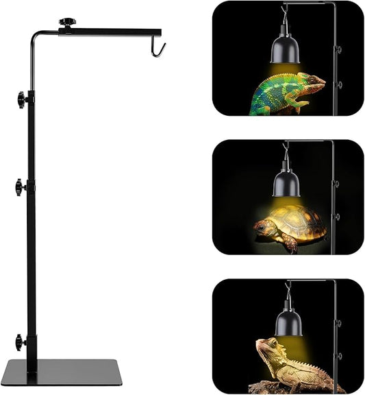 LUCKY HERP Reptile Lamp Stand, Adjustable 14-32 inch Metal Floor Light Holder, Heat Lamp Stand Reptile Light Stand for Glass Terrarium Heating Light & Dome Lampshade