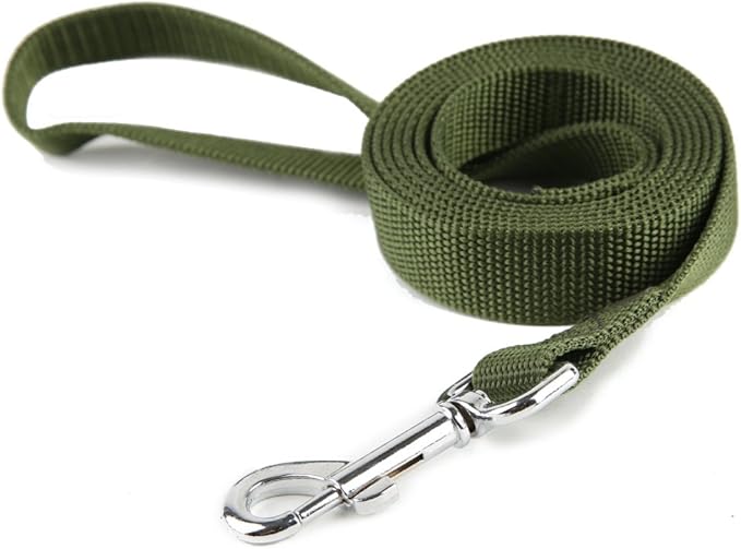Nylon Dog Training Leash, Traction Rope, 4Ft /5 Foot /6 Feet Long, 5/8 inch 3/4 Inch 1 Inch Wide, for Small and Medium Dogs (5/8'' x 6 FT, Green)