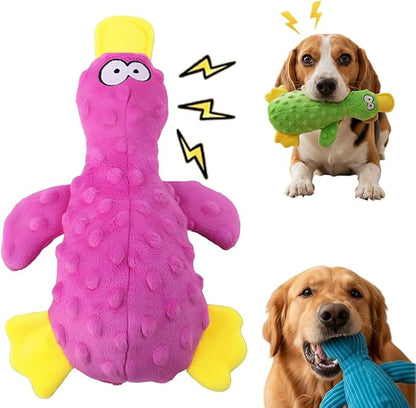Duck Dog Toy, 2026 New Cute Yellow Stuffed Calming Duck Dog Toys with Soft Squeaker, Interactive Dog Toys for Aggressive Chewers (Purple)
