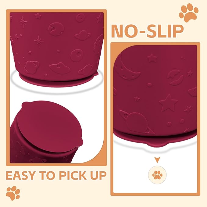 Dog Lick Bowl with Brush and Scraper, Anxiety Relief Silicone Slow Feeder Treat Dispenser, Anti-chocking Pet Dish, Non-Slip Interactive Entertainment Dog Puzzle Toy for Medium & Large-Dark Red