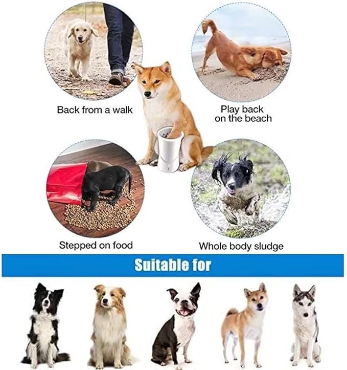 Automatic Silicone Bristles Pet Paw Cleaner Cup - USB Charging, Portable for Muddy Claws, Designed for Small to Medium Dogs