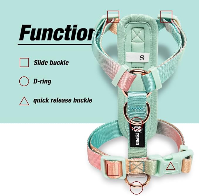 TSPRO Lightweight Dog Vest Harness Adjustable Harness Breathable Durable Quick Release Dog Harness for Medium Dog Walking (Yellow-Green Gradient, Size 2)