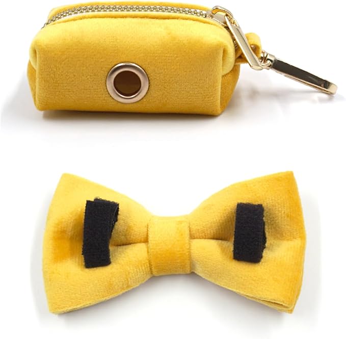 Personalized Velvet Dog Collars with Pet Name Phone Number Engraved, Custom Adjustable Soft Collar with Metal Buckle for Small Medium Large Dogs, Dog Leash and Bow Tie Available -Ginger