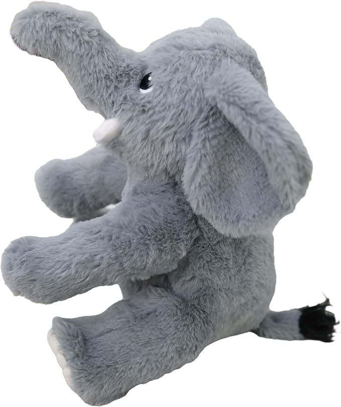 GOOC Kawaii Stuffed Smile Elephant Animal Cute Sitting Fuzzy Baby Elephant Plush Toy Gray Fluffy Doll Gift for Kids or Lover 10 Inch