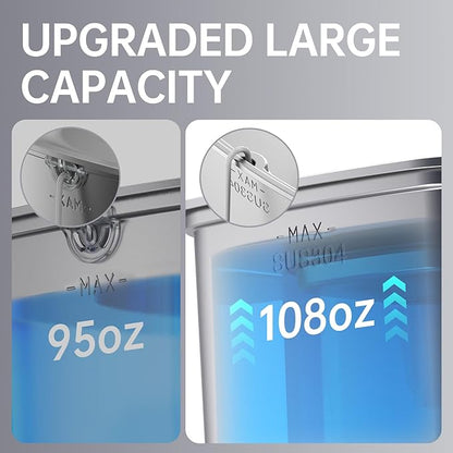 Veken Innovation Award Winner Stainless Steel Cat Water Fountain, 108oz/3.2L Automatic Pet Fountain Dog Water Dispenser with 6 Replacement Filters & Silicone Mat for Cats, Dogs, Multiple Pets (Silver)