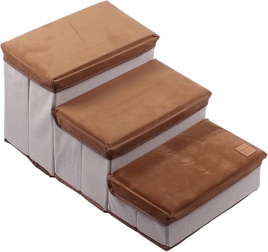 Fabater Dog Stairs for Small Dogs, 3 Step Dog Steps for Couch Sofa and Chair, Anti Slip with Storing Space, Pet Stairs Pet Steps Ramp for Small Dogs and Cats