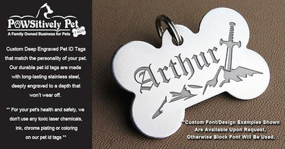 Stainless Steel Custom DEEP Engraved Pet ID Tags Personalized Front/Back Dog Tags for Dogs and Cats - Heart 1-1/8"x1-1/8 (2-Side Engraving)
