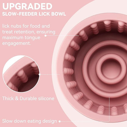 Dog Slow Feeder Lick Bowl, Anxiety Relief Dog Licking Mat Treat Dispenser, Non-Slip Anti-Choking Slow Eating Lick Bowl for Small Medium and Large Breed Dogs, BPA Free Silicone (M-L)