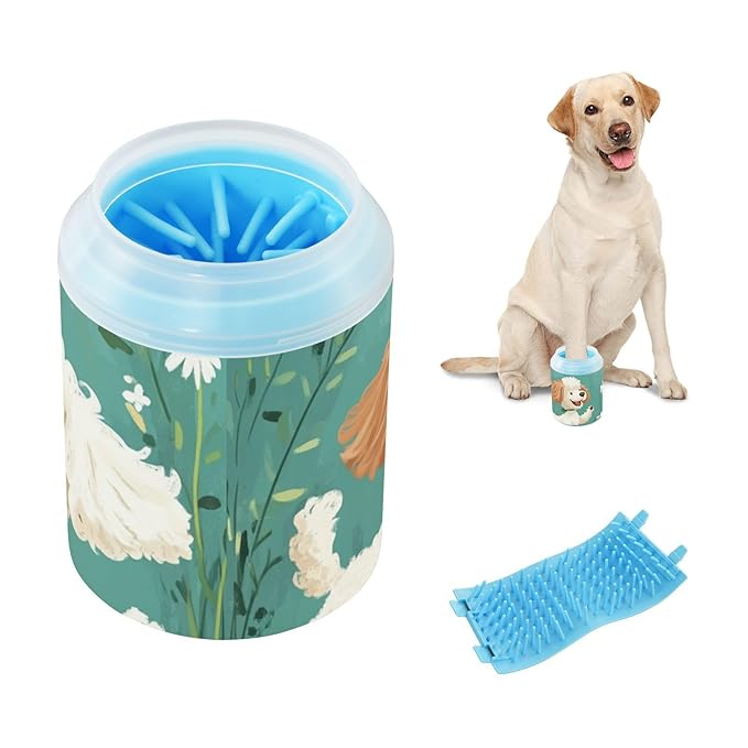 Dog Paw Cleaner Mudbuster Dog Foot Washer for Small Medium Large Dogs Cats Premium Pet Supplies Happy Poodle Dogs Spring Grass
