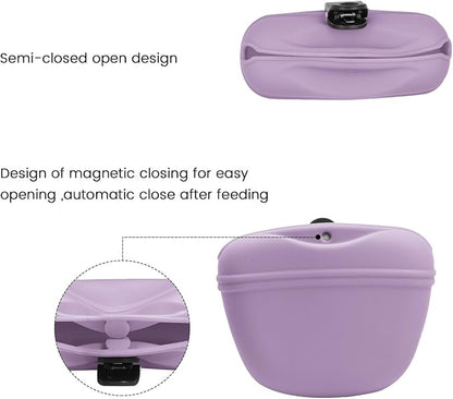 AUDWUD Silicone Dog Treat Pouch,With Dog Training Clicker,Clip on Portable Training Container,Convenient Magnetic Buckle Closing and Waist Clip