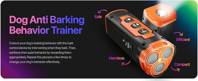 2025 NEW Upgraded Dog Bark Deterrent Devices Long Range Ultrasonic Rechargeable Anti-Barking Device Correct Your Dog's Bad Behavior Better Than Shock Collars or Dog Training Collars With Free Clicker
