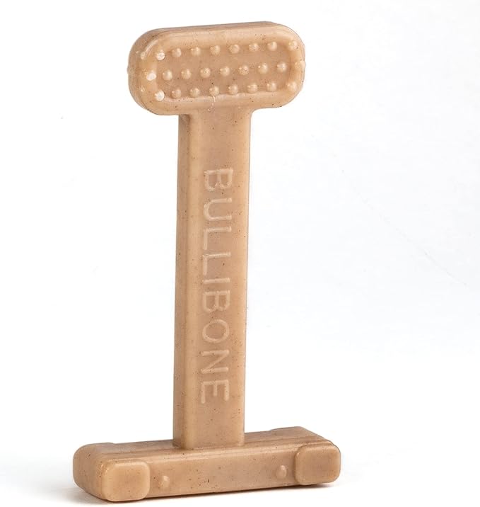 Bullibone Nylon Dog Chew Toy Nylon Bone - Improves Dental Hygiene, Easy to Grip Bottom, and Permeated with Flavor (Beef, Small - Single)