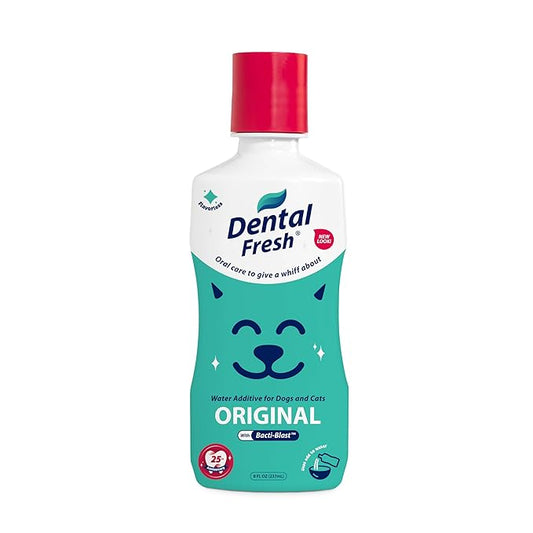 Dental Fresh Water Additive for Dogs and Cats, Clean Teeth and Fresh Breath, Daily Pet Oral Care, Flavorless, 8 fl oz