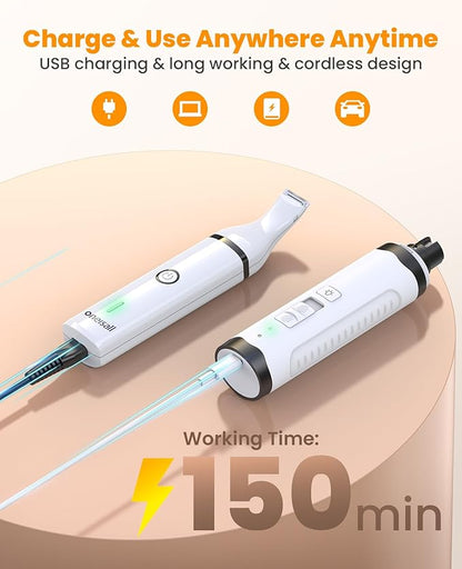 oneisall Dog Nail Grinder and Paw Trimmer Kit 3 in 1 Quiet Rechargeable Electric Pet Nail Grinder with 2 LED Lights and Cordless Dog Grooming Safe Clippers