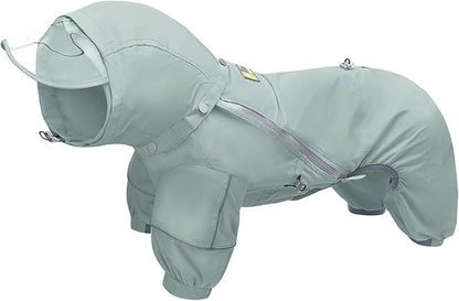 WOOFO Full-Coverage Dog Raincoat, Lightweight, Comfortable, Adjustable & Easy to Wear Dog Rain Jacket, Detachable Cap, Reflective Strip (Mint, LS)