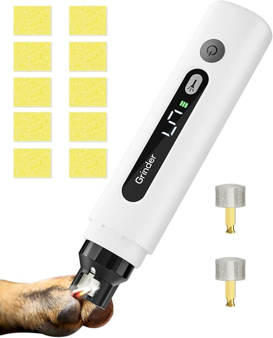 weini Dog Nail Grinder Upgraded-Professional 5-Speed Electric Rechargeable Pet Nail Trimmer Painless Paws Grooming & Smoothing, Sponge Dust Collection for Small Medium Large Dogs&Cats, White