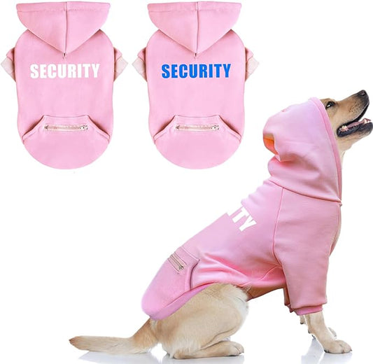 Dog Hoodie for Large Dogs Glow-in-The-Dark Security Dog Sweater Sweatshirt Hooded Soft Brushed Fleece WinterClothes with Dual Pocket Zip Puppy Hoodies Pink XXL