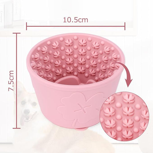 Silicone Lick Bowl for Dogs ，Freeze Bowl for Dogs with Suction Cups for Dog Anxiety Relief,Interactive Dog Puzzle Toy (Pink)