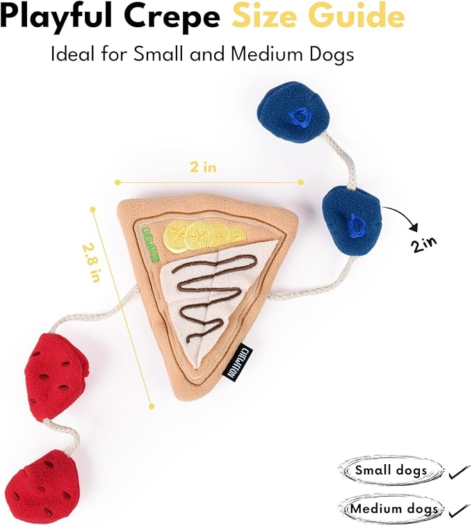 CHEWFFON Dog Crepe Toy, Dog Plush Crinkle Toys, Interactive Puppy Snuffle Toys, Hide Treat Puzzle Toy, Nose Work Game for Small and Medium Dogs