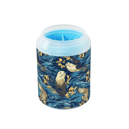 Dog Paw Cleaner Cups for Dogs Pets Foot Washer Paw Scrubber for Medium Small Cats Dogs Cleaning Cup Blue California Sea Lion