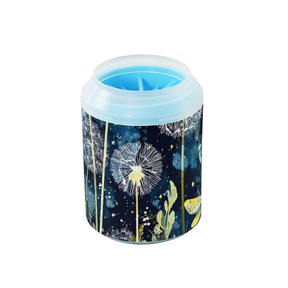 Dog Paw Cleaner Cups for Dogs Pets Foot Washer Paw Scrubber for Medium Small Dogs Cats Cleaning Cup Night Sky Dandelions Blue