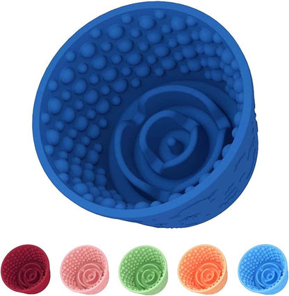 Dog Slow Feeder Lick Bowl, Non-Slip Dog Licking Treat Dispenser, Slow Feeder Bowls for Small Medium Large Breed Dogs, Anxiety Relief & Anti-Choking, BPA Free Silicone (Dark Blue, 1.6 Cup)
