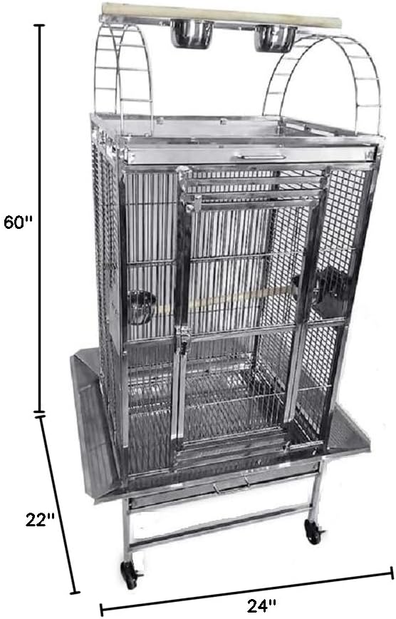 SUS201 Stainless Steel PLAYTOP Style Bird CAGE Parrot CAGE 24"X22"X60"