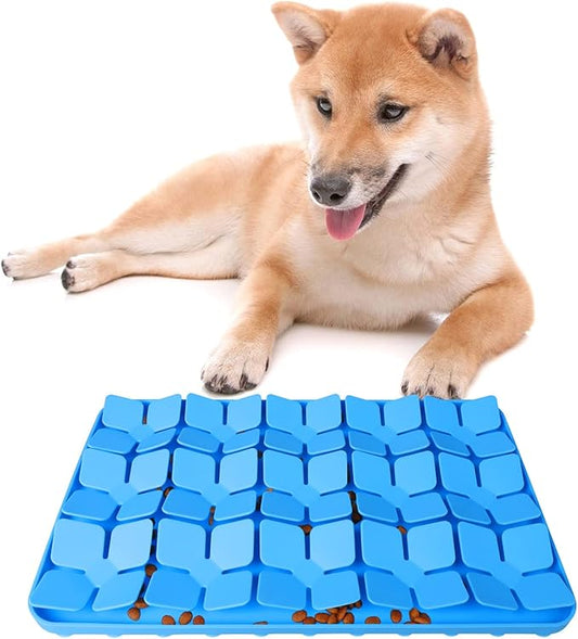 Snuffle Mat for Dogs,Premium Silicone Dog Food Mat 8“x13”Interactive Feed Game for Boredom,Encourages Natural Foraging Skills and Stress Relief for Medium Pets Smell Training Slow Feed Mat B