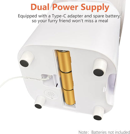 Cat Feeder Automatic, 2.4G WiFi Automatic Dog Feeder with Remote Feeding Cat Food Dispenser for 2 Cats, 5L Pets Timed Automatic Feeders with Dual Power Supply