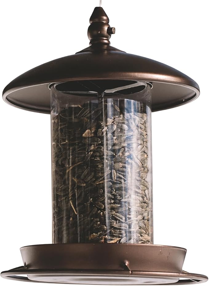 Metal Bird Feeder for Outside Hanging,Wild Bird Feeders for Cardinal, Large Roof and Tray - 6 Port
