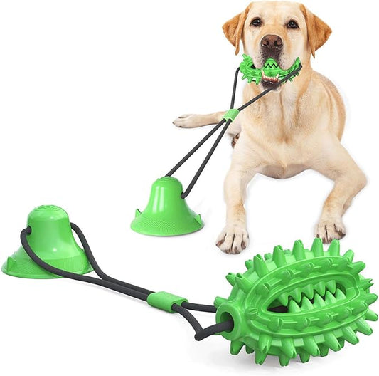 Guardians Dog Chew Toy with Suction Cup for Aggressive Chewers, Puppy Training Treats Food Dispensing Toothbrush Pet Teeth Cleaning Rope Toys for Small Medium Dogs (Green Cactus)