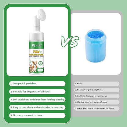 Dog Paw Cleaner - No-Rinse Pet Paw Cleanser for Dogs, Repairs Dry Cracked Paws, Protector Kit for Pet Foot Care