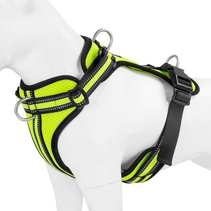Wisedog Reflective No Pull Dog Harness - Adjustable Lightweight Pet Vest with 3 Fast-Release Buckles for Dogs Walking, Running and Training(M, Yellow)