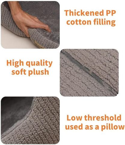 Large Dog House Indoor, Soft Plush Dogs Cave Bed Covered Pet Bed with Fluffy Washable Cushion, Portable Dog/Cat Pet Tent House for Small Medium Dogs (Grey, X-Large)