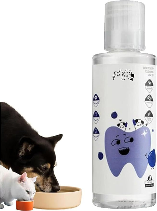 Dental Water Additive, Specialized Dental Care Formula，Natural Flavorless Teeth Cleaning Mouthwash, Freshens Dog Breath & Promotes Healthy Gums, Easy Daily Use for All Pet (200ML)
