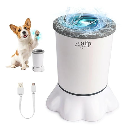ALL FOR PAWS Automatic Dog Paw Cleaner, Dog Foot Washer Electric Paw Washer for Dogs Portable Paw Cleaner Cup, Mud Paw Clean Station, Silicone Brush Soft for Paws, Two Speed, Suction Cup Bottom
