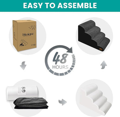 Dog Stairs for Small Dogs, 20.5 in H 4 Step Curved Dog Ramp for High Bed and Couch, Foam Dog Ramp with Durable Non-Slip Waterproof Fabric Cover, Pet Stairs for Pets Joints, Grey