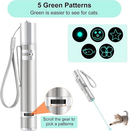 TBTeek Cat Toy, Unique Green Light, 7-in- 1 Modes, Cat Toys for Indoor Cats,USB Charging, Interactive Toy for Kitten Dog Excrise(1pcs)