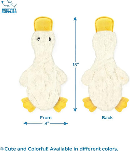 Best Pet Supplies Interactive Squeaky Dog Chew Toy, Ideal Dog Toys for Chewers, Small, Medium & Large Dogs, and Fetch Lovers - Crinkle Duck (White), Large