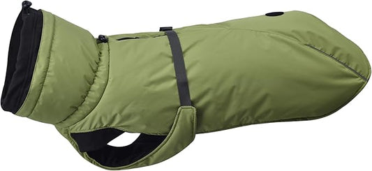 Puffer Dog Winter Coat for Rain and Snow, Water-Repellent and Windproof Jacket Keeps Dogs Warm and Dry, High Collar and Harness Opening Design, Ideal Dog Stocking Stuffer (Green, XX-Large)