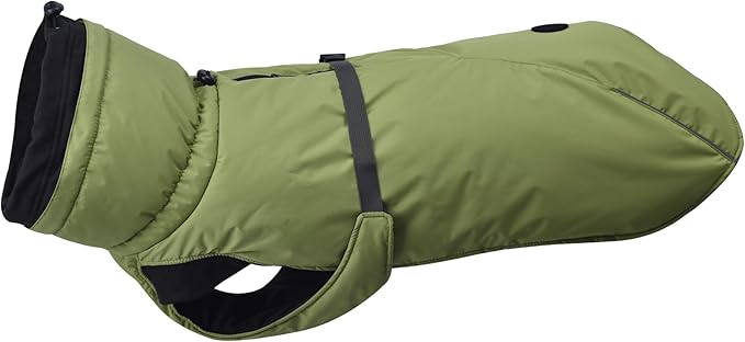 Puffer Dog Winter Coat for Rain and Snow, Water-Repellent and Windproof Jacket Keeps Dogs Warm and Dry, High Collar and Harness Opening Design, Ideal Dog Stocking Stuffer (Green, Large)