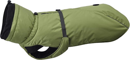Puffer Dog Winter Coat for Rain and Snow, Water-Repellent and Windproof Jacket Keeps Dogs Warm and Dry, High Collar and Harness Opening Design, Ideal Dog Stocking Stuffer (Green, Large)