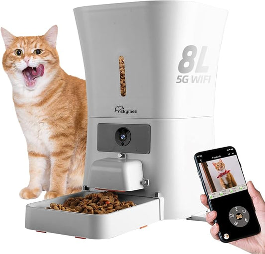 8L/12L 2.4G & 5G WiFi Aautomatic Large Dog Feeder & Automatic cat feeders -1080P Full HD Pet Camera Treat Dispenser with Night Vision and 2-Way Audio